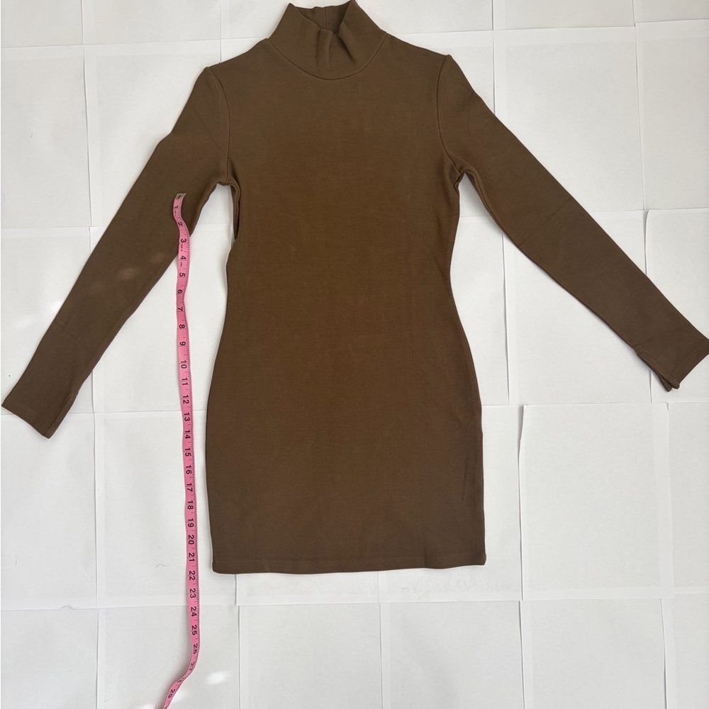 OAK + FORT Olive / Brown Long Sleeve Dress - Picture 2 of 6